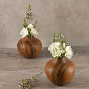 5in Tall Sumire Dark Walnut Look Ceramic Deco Vase, Set of 2